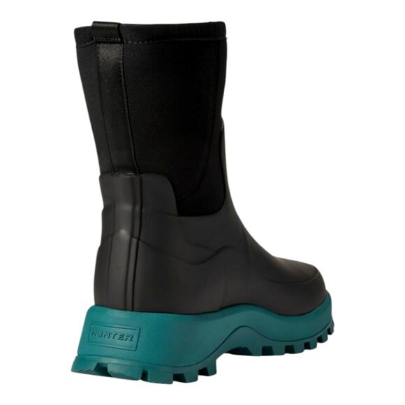 Hunter Women's City Explorer Short Rain Snow Boots Welllies US 9 Blk/Green NEW - Picture 6 of 11